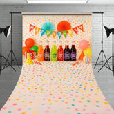 Aperturee - Aperturee Colorful Dots Wall Juice Cake Smash Photo Backdrop